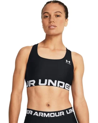 Under Armour HeatGear Authentics Mid Impact Branded Sports Bra | Underwear & Intimates